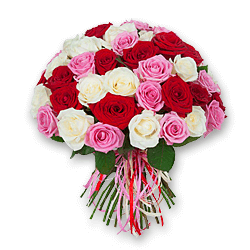 Bouquet of different color roses (50 cm.)