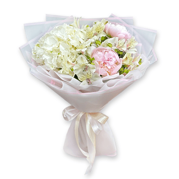 Bouquet of hydrangeas and peonies