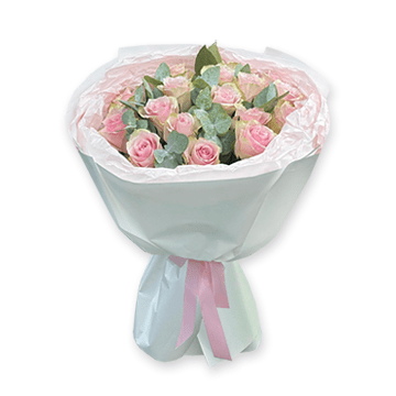 Bouquet of pink roses with eucalyptus (50 cm.)