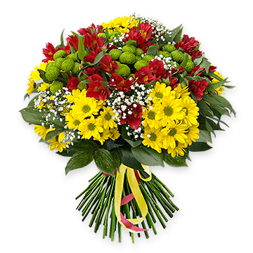 A bouquet of alstroemerias and chrysanthemums — a floral harmony