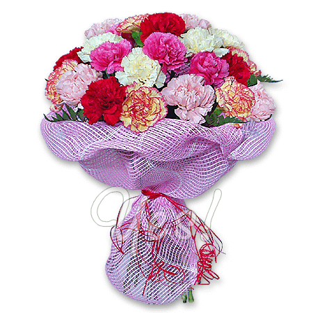 Bouquet of different color carnations
