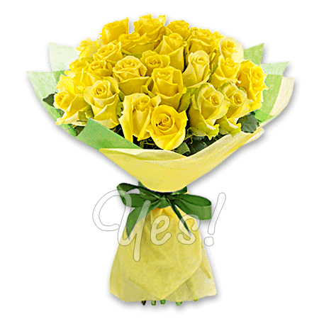 Blumenstrausß aus gelben Rosen (80 cm.)