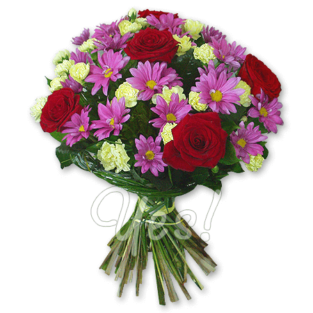 Bouquet of roses, chrysanthemums and carnations