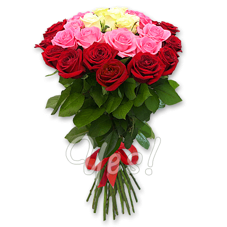 Букет из разноцветных роз (60 см.)