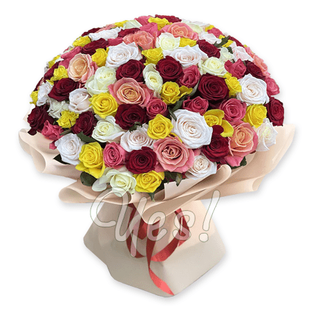 Bouquet of different color roses (60 cm.)